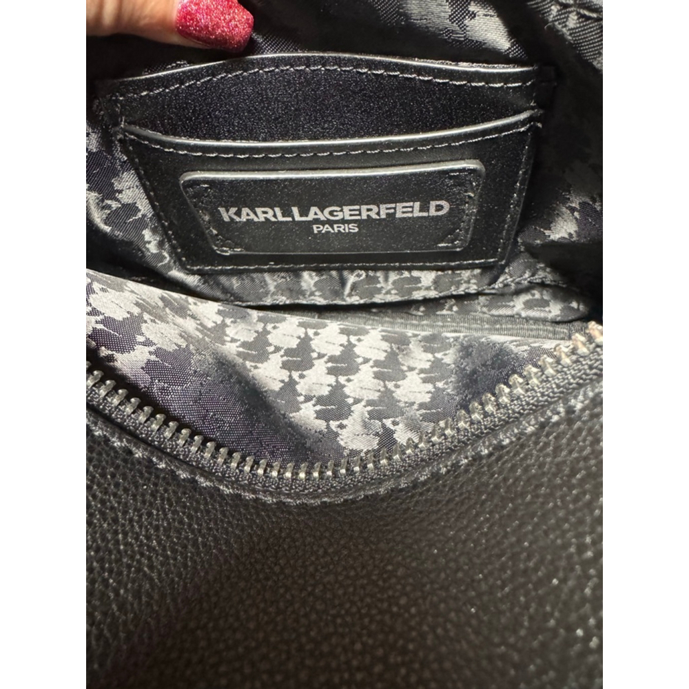 Karl Lagerfeld Paris Crossbody Bag – Black Logo Embossed, Silver Hardware, NWT - Picture 7 of 8